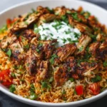 One Pot Chicken Shawarma Rice with spices and herbs
