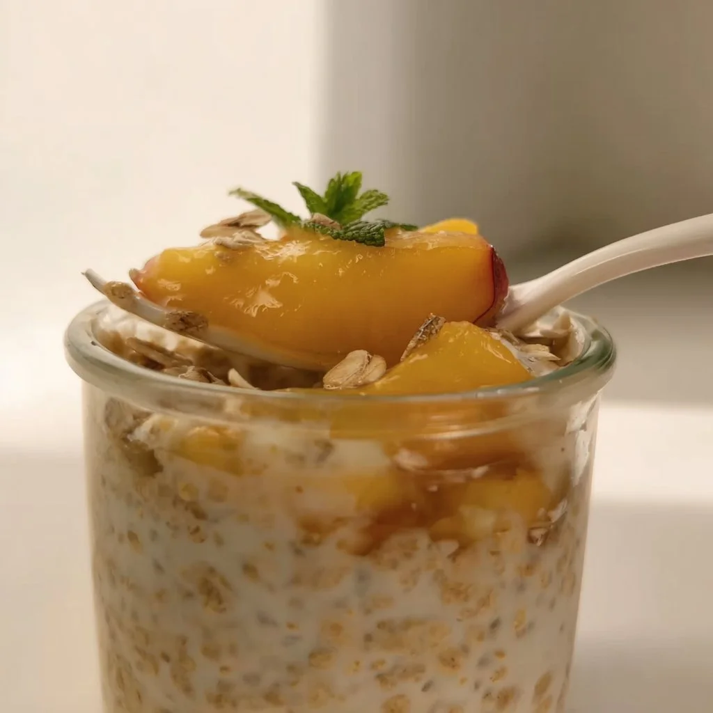 Peach Cobbler Overnight Oats