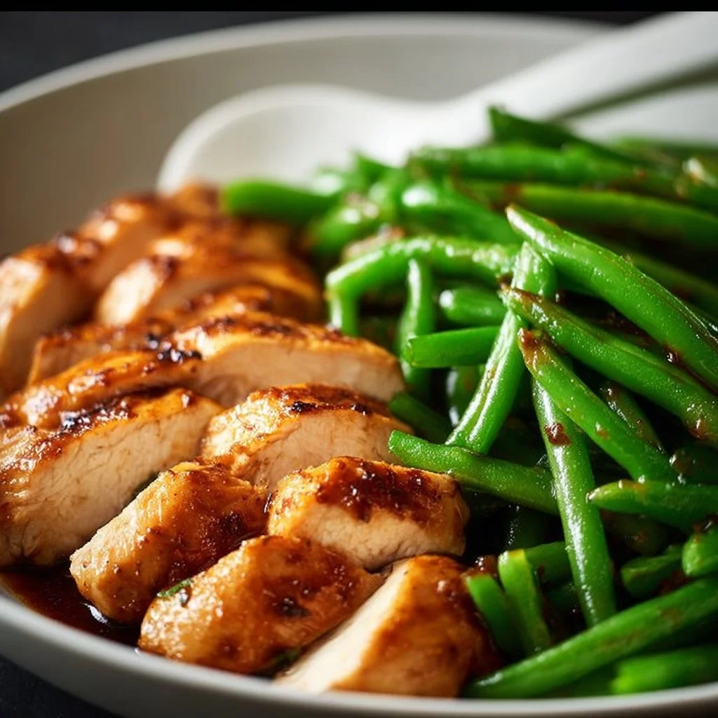 Quick chicken breast and green beans dish for a healthy meal option