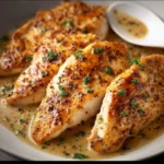 Delicious Ranch Chicken served with fresh herbs and vegetables.