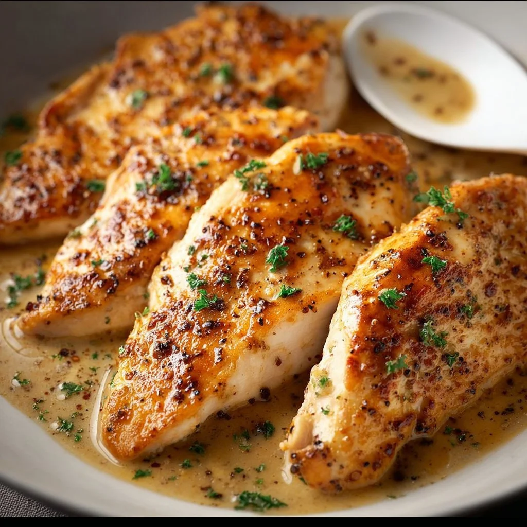 Delicious Ranch Chicken served with fresh herbs and vegetables.