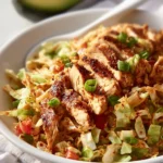 Spicy Ranch Chopped Chicken Cabbage Salad with colorful vegetables and dressing