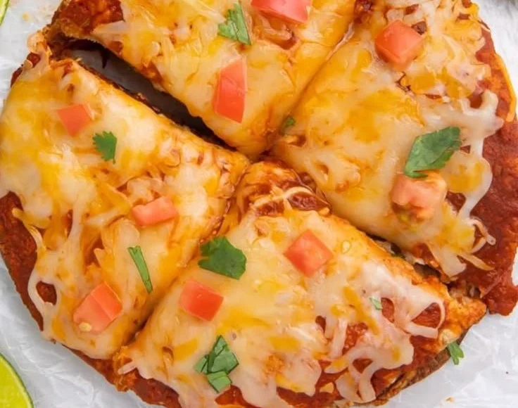 Homemade Taco Bell pizza featuring toppings and a cheesy crust