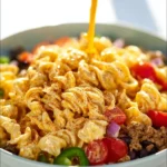 Taco Pasta Salad 3 Colorful bowl of Taco Pasta Salad garnished with fresh ingredients