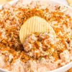 Bloomin’ Onion Dip 3 Delicious Bloomin’ Onion Dip served in a bowl with crispy chips