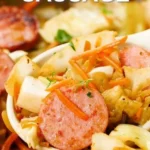 Cabbage and Sausage 3 Plate of sautéed cabbage and sausage with herbs and spices
