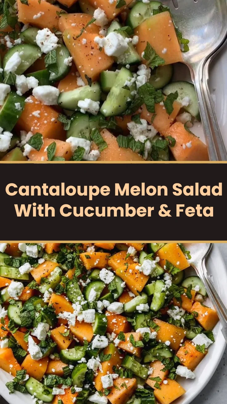 Cantaloupe Melon Salad With Cucumber & Feta