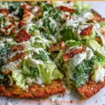 Chicken Caesar Salad Pizza 3 Delicious Chicken Caesar Salad Pizza with fresh ingredients and toppings.