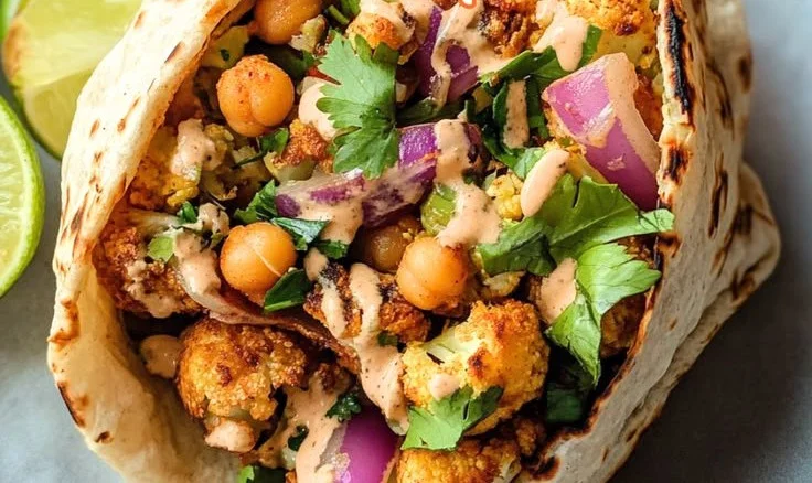 Chili Lime Chickpea Cauliflower Wrap with fresh ingredients and vibrant flavors.