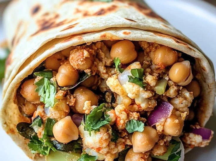 Chili Lime Chickpea Cauliflower Wrap
