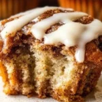 Cinnamon Roll Muffins 3 Freshly baked cinnamon roll muffins with cinnamon swirls