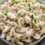 Classic chicken salad with fresh ingredients served in a bowl