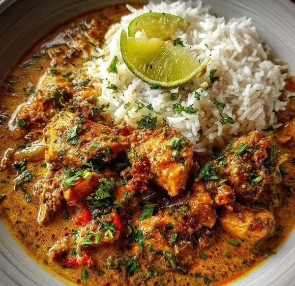 Delicious Coconut Chicken served with tropical garnish
