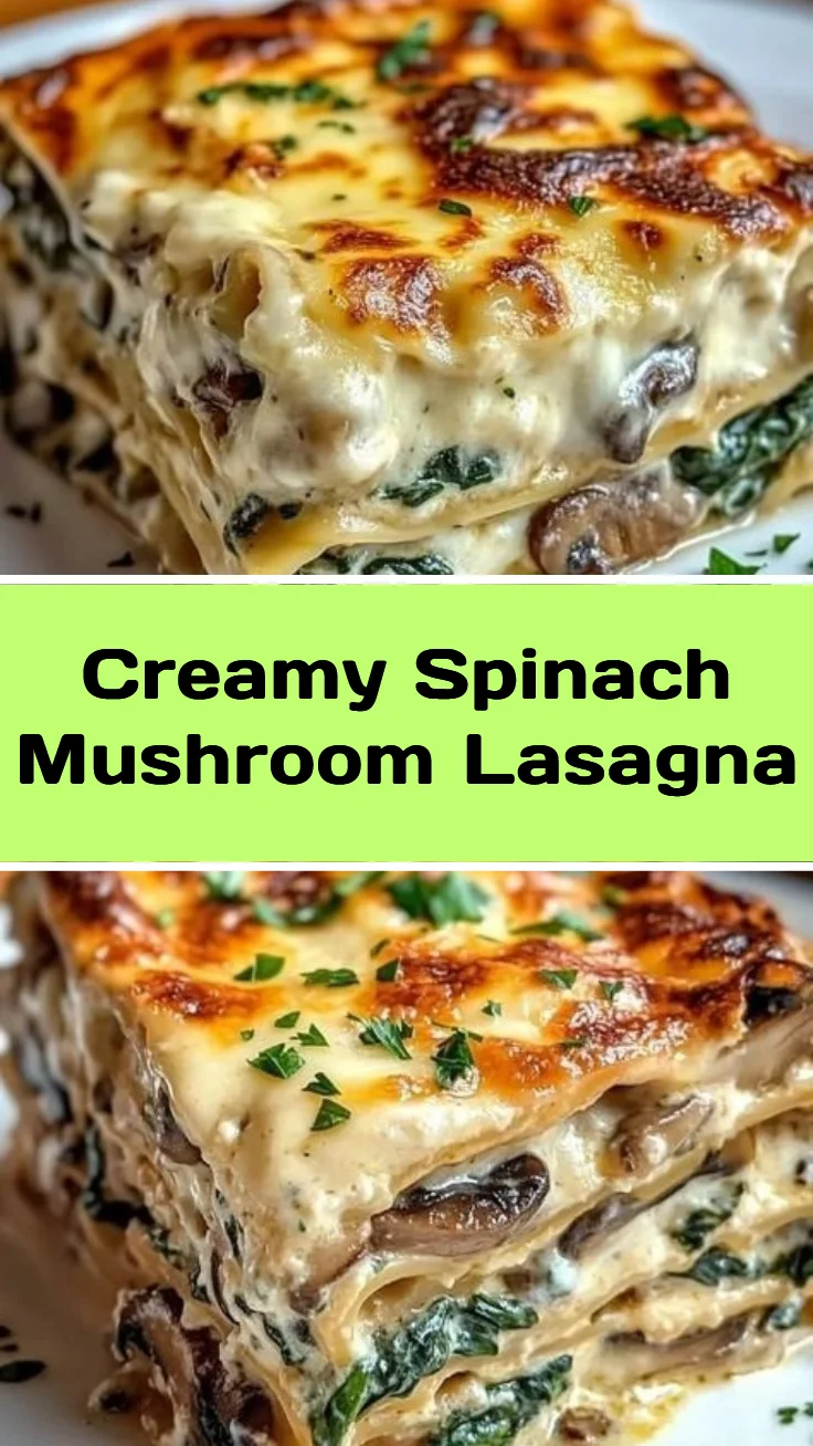 Creamy Spinach Mushroom Lasagna