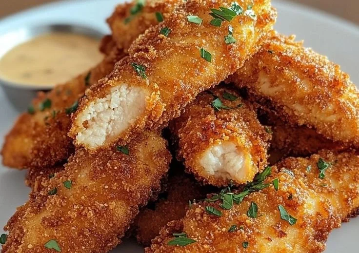 Crispy crack chicken tenders served with dipping sauce