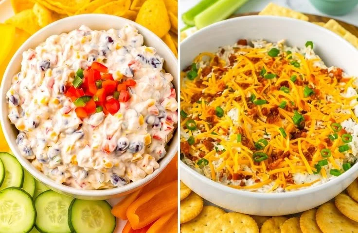 Variety of easy cold dip recipes served in bowls for gatherings