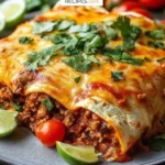 Easy Ground Beef Enchiladas 3 Delicious easy ground beef enchiladas served on a plate
