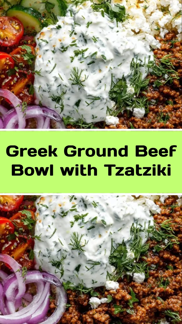 Greek Ground Beef Bowl with Tzatziki