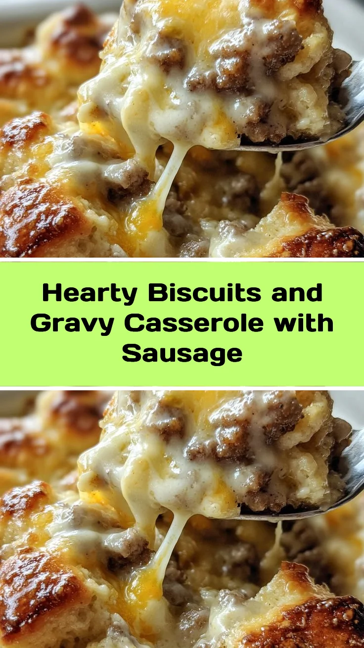 Hearty Biscuits and Gravy Casserole with Sausage
