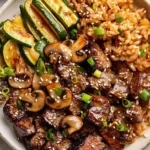 Hibachi Steak 3 Delicious hibachi steak grilled to perfection with vibrant vegetables.