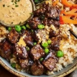 Delicious Hibachi Steak Bowl with grilled steak, vegetables, and rice