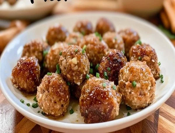 Delicious honey garlic meatballs served on a plate garnished with green onions.