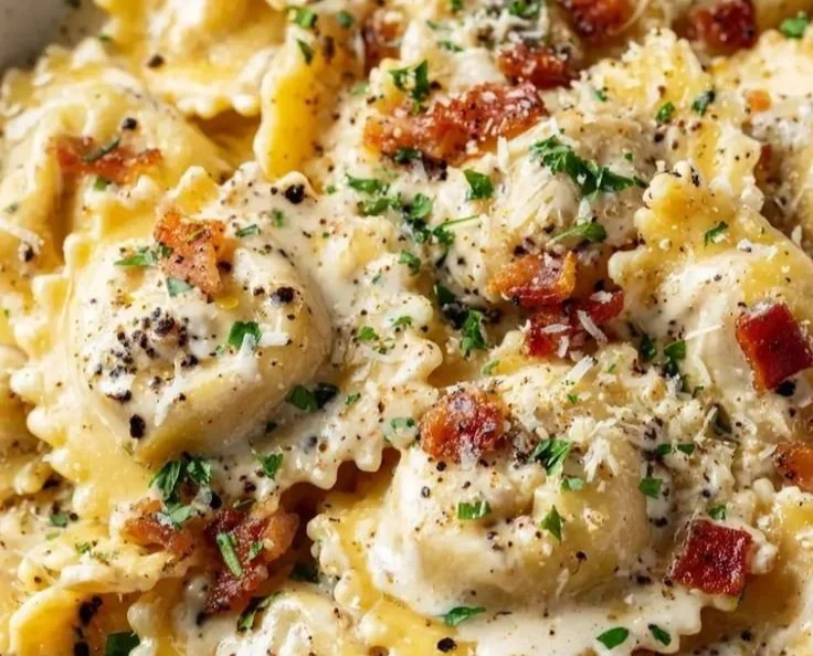 Olive Garden-style Ravioli Carbonara