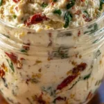 Delicious Olive Lovers Dream Dip served in a bowl with fresh herbs