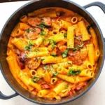 One Pot Sausage Pasta 3 One pot sausage pasta dish with fresh ingredients