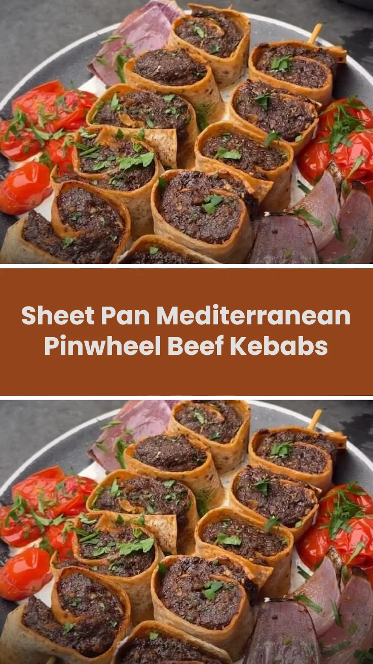 Sheet Pan Mediterranean Pinwheel Beef Kebabs