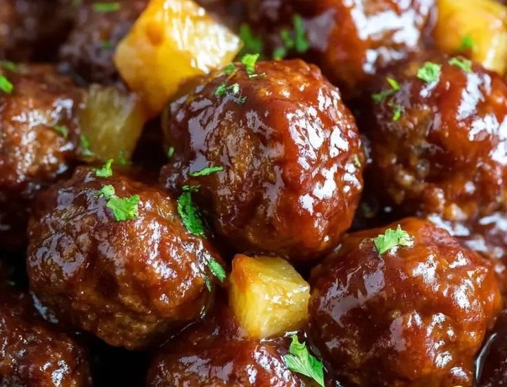 Slow Cooker Pineapple Barbecue Meatballs