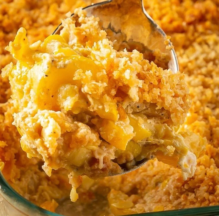 Delicious Southern Squash Casserole served in a dish