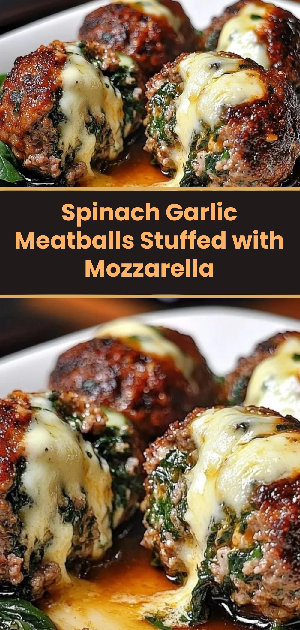 Spinach Garlic Meatballs Stuffed with Mozzarella