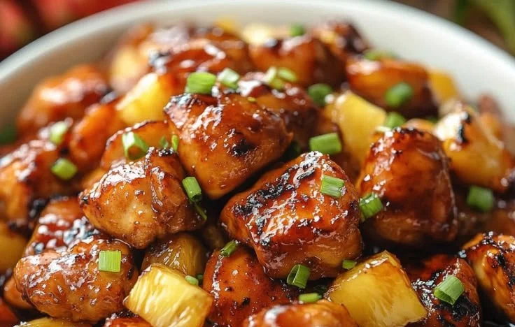 Sweet & Sticky Pineapple Bourbon Chicken