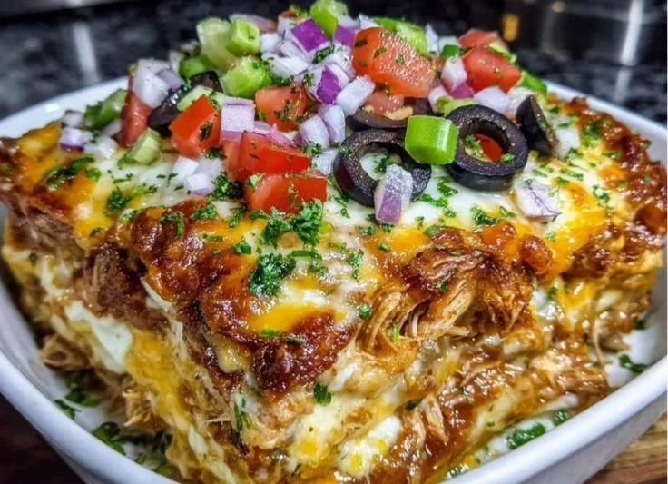 Ultimate Loaded Chicken Enchilada Casserole