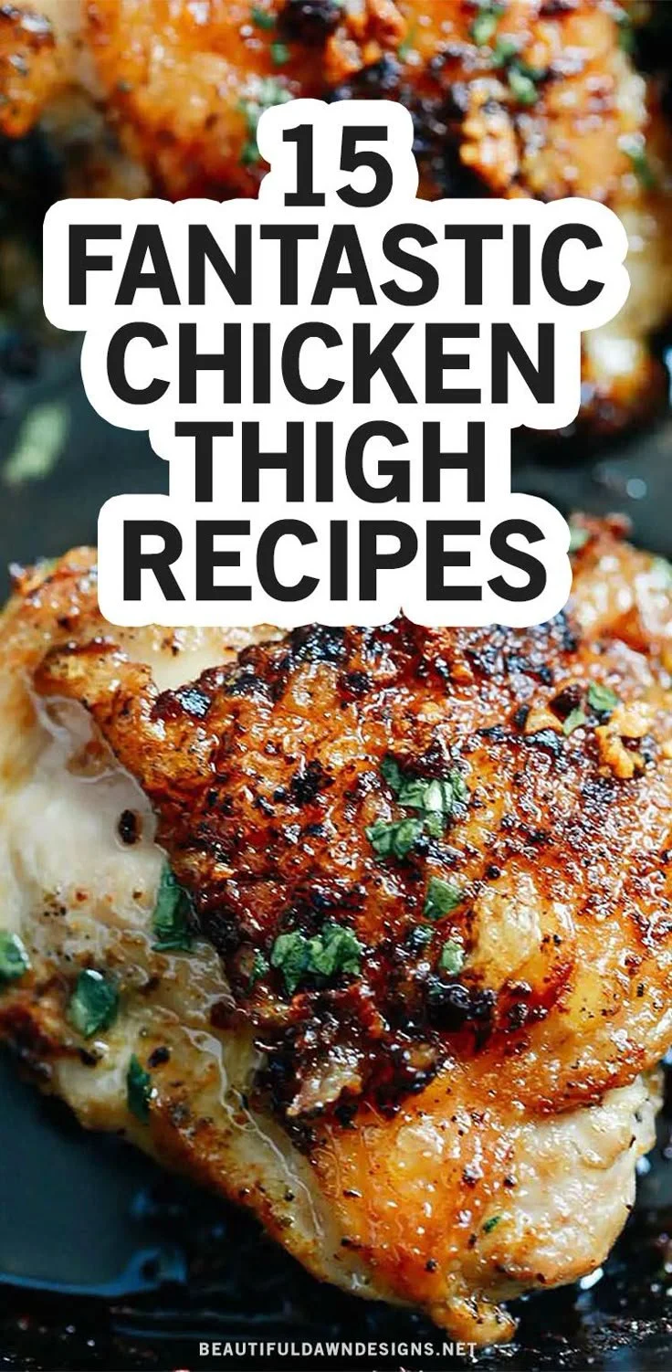 Delicious garlic butter chicken thighs served with vegetables