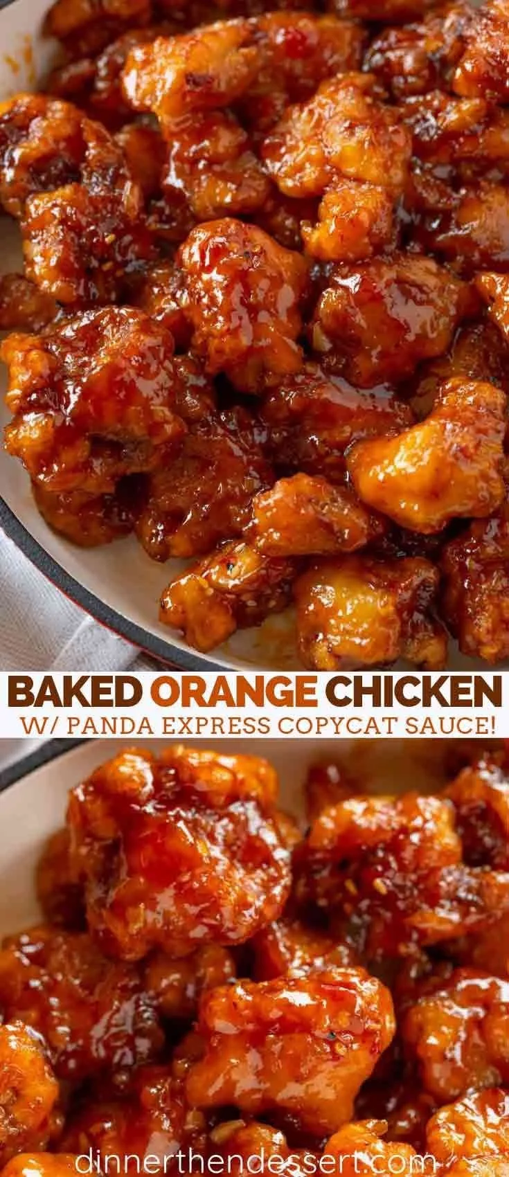 Baked orange chicken served on a plate with colorful vegetables