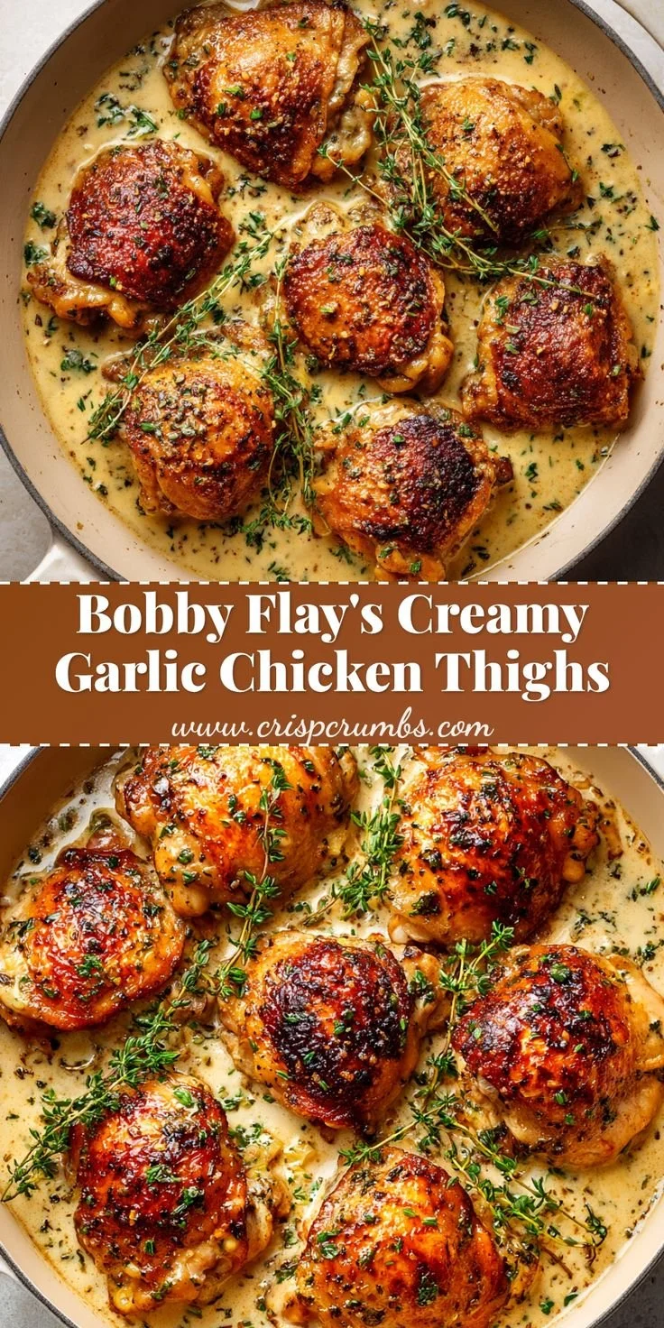 Bobby Flay's chicken thighs served with creamy garlic sauce