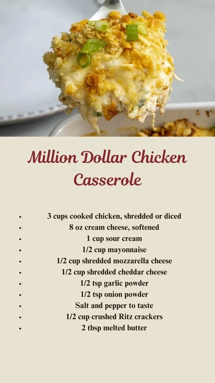 Delicious cheesy chicken casserole baked with a creamy sauce and topped with cheese