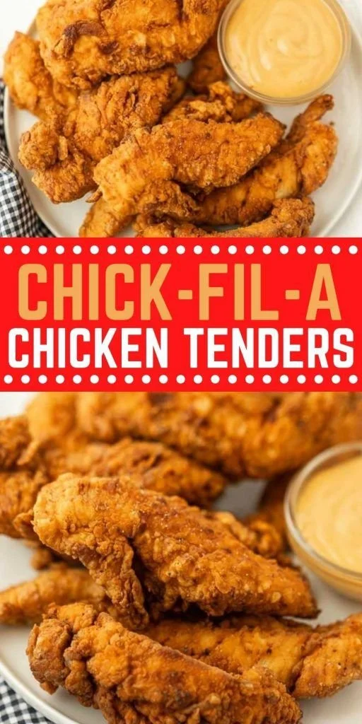 Crispy Chick-Fil-A chicken tenders served with dipping sauce