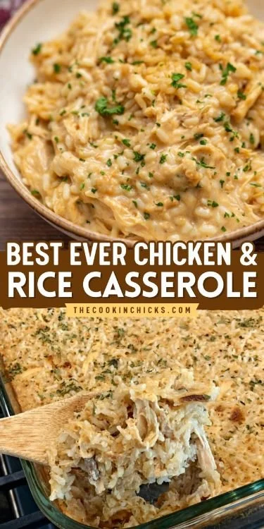 A delicious chicken and rice casserole topped with crispy breadcrumbs and fresh herbs.