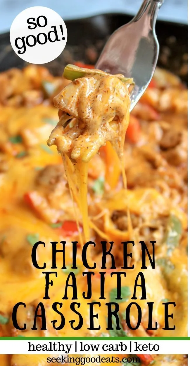 Delicious low carb Chicken Fajita Casserole ready to serve, perfect for keto diets.