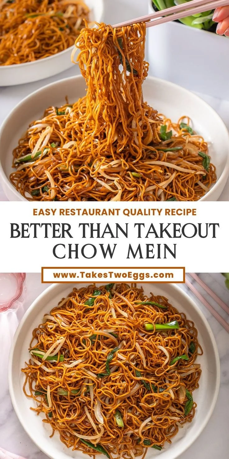 Delicious plate of classic Chinese fried noodles with vegetables and proteins