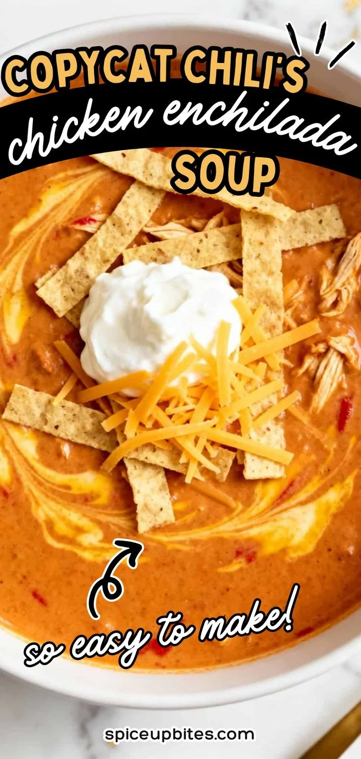 Bowl of Chicken Enchilada Soup topped with cheese and cilantro