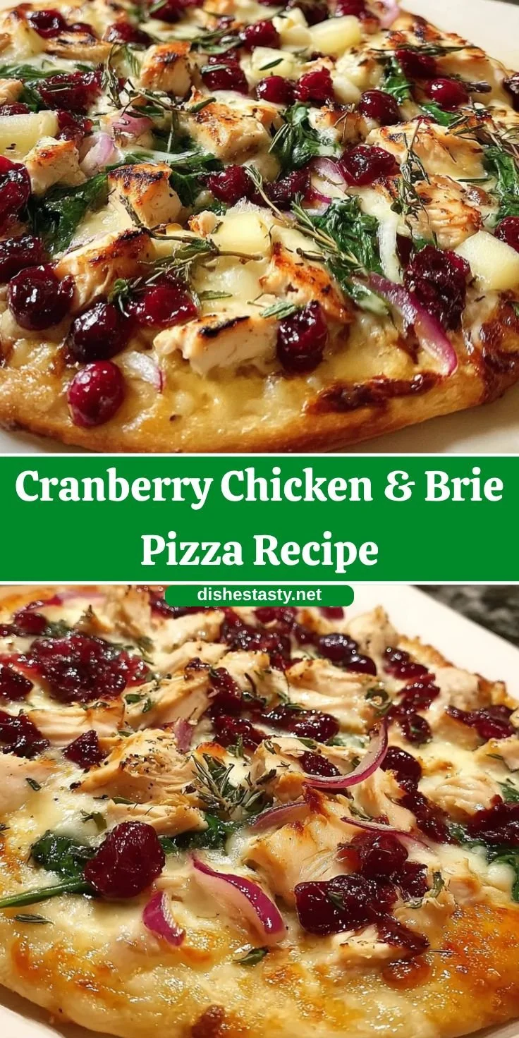 Cranberry Chicken Pizza with Brie cheese, perfect for holiday gatherings