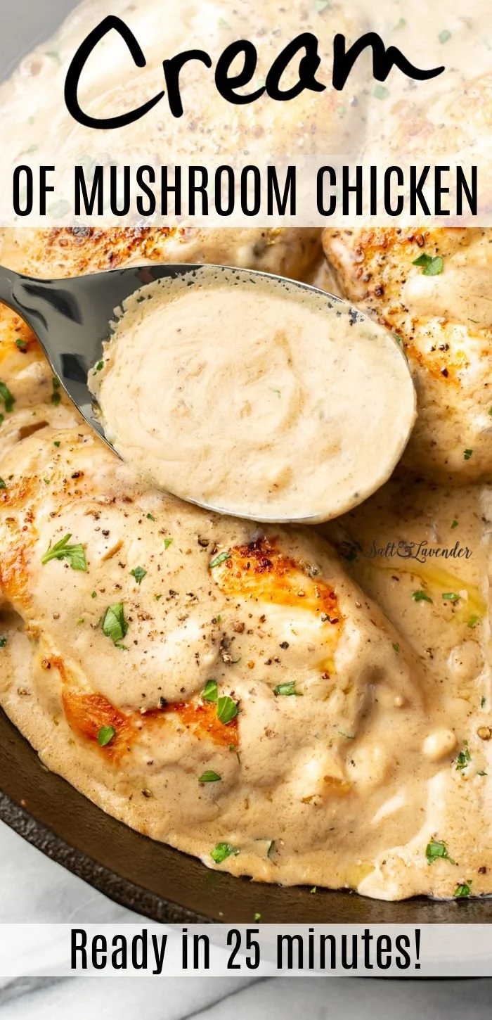 Cream of Mushroom Chicken dish served on a plate