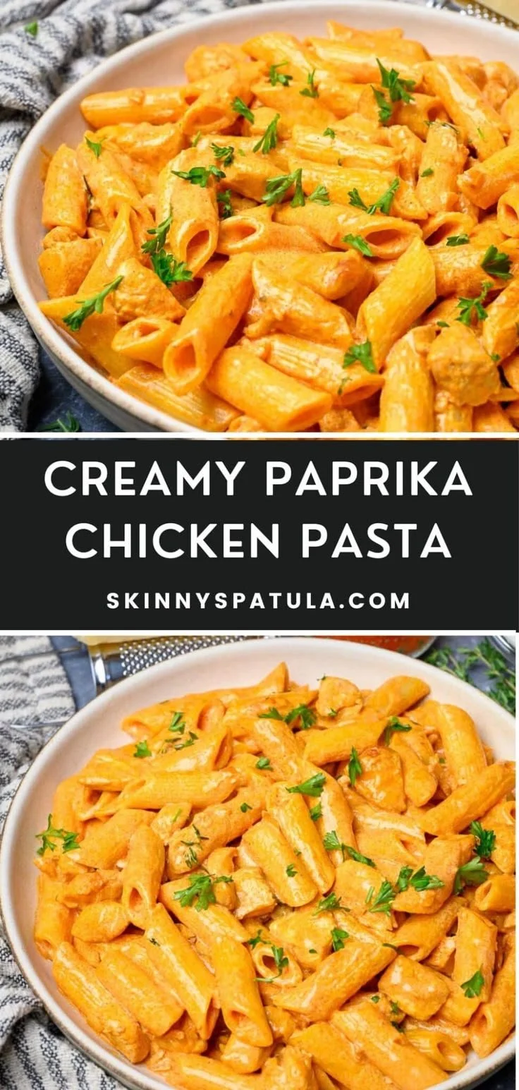 Creamy Paprika Chicken Pasta dish served in a bowl