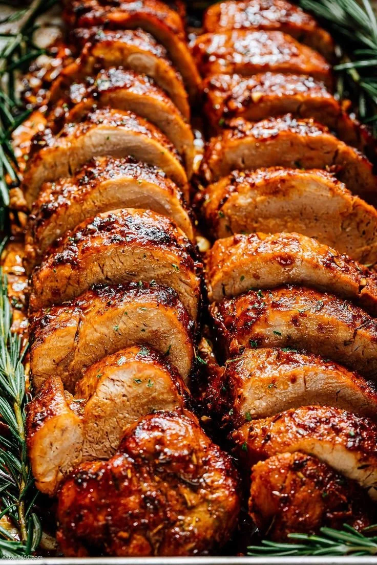 Pork tenderloin roast cooked to perfection in a modern oven
