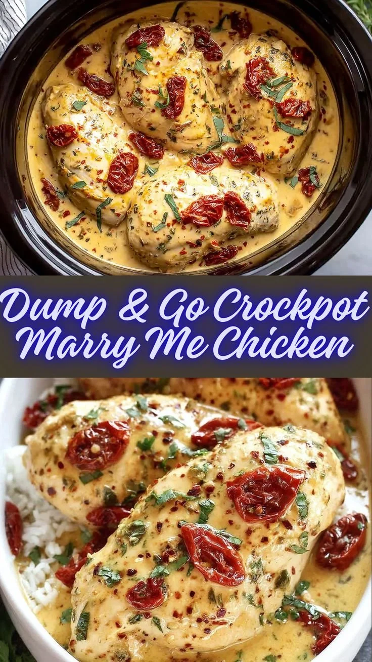 Delicious Dump & Go Crockpot Marry Me Chicken recipe in a bowl.