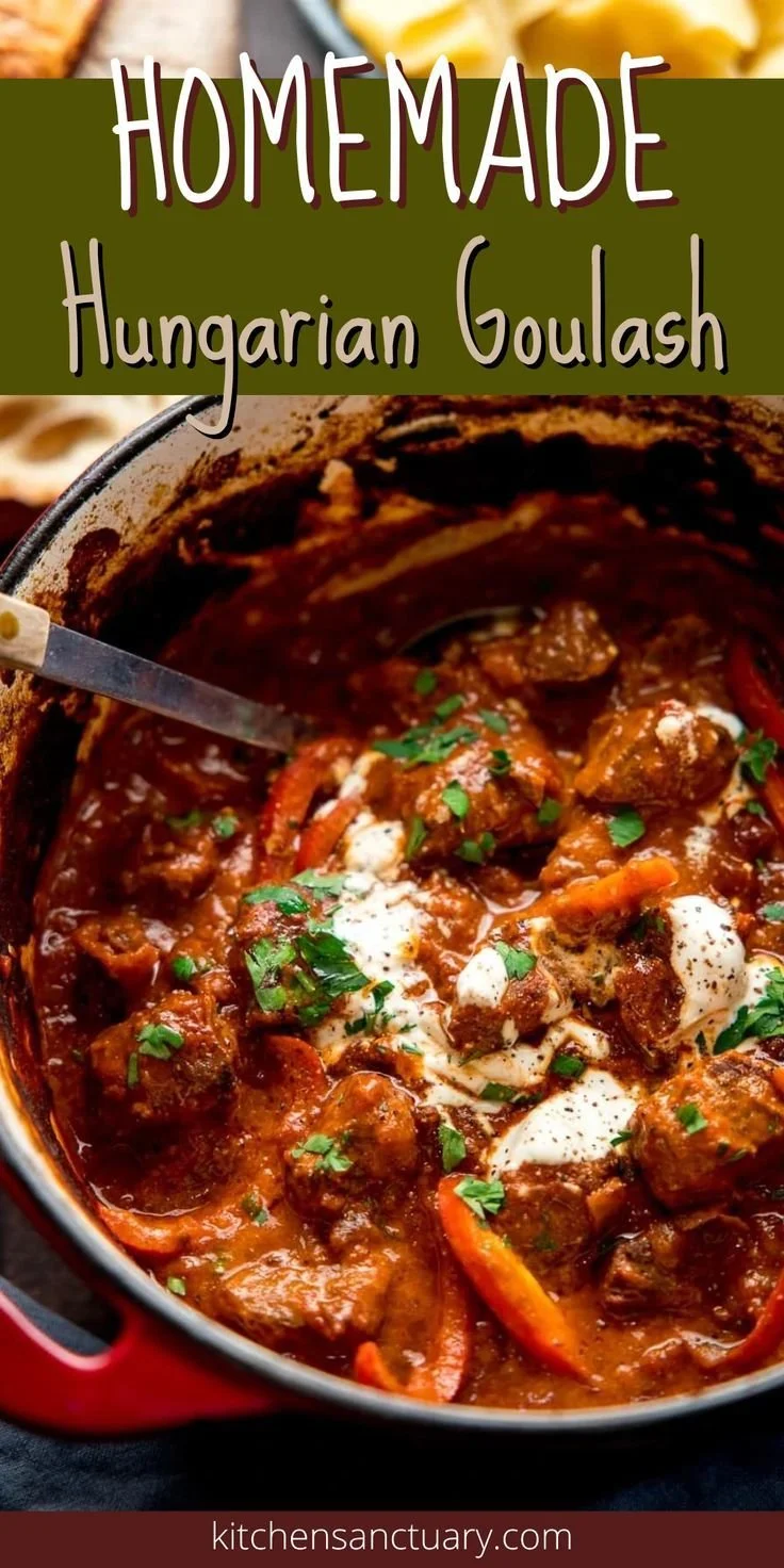 Delicious homemade Hungarian Goulash served in a bowl